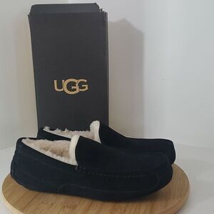 UGG Ascot Slipper Black Suede Wool Comfort Loafer Men's US 8 NIB